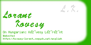 lorant kovesy business card